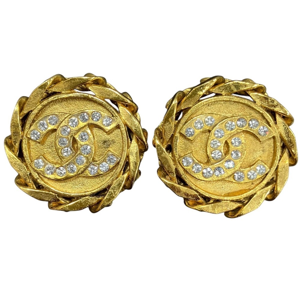 Chanel earrings, accessory, total weight 26.8g, GP rhinestones.